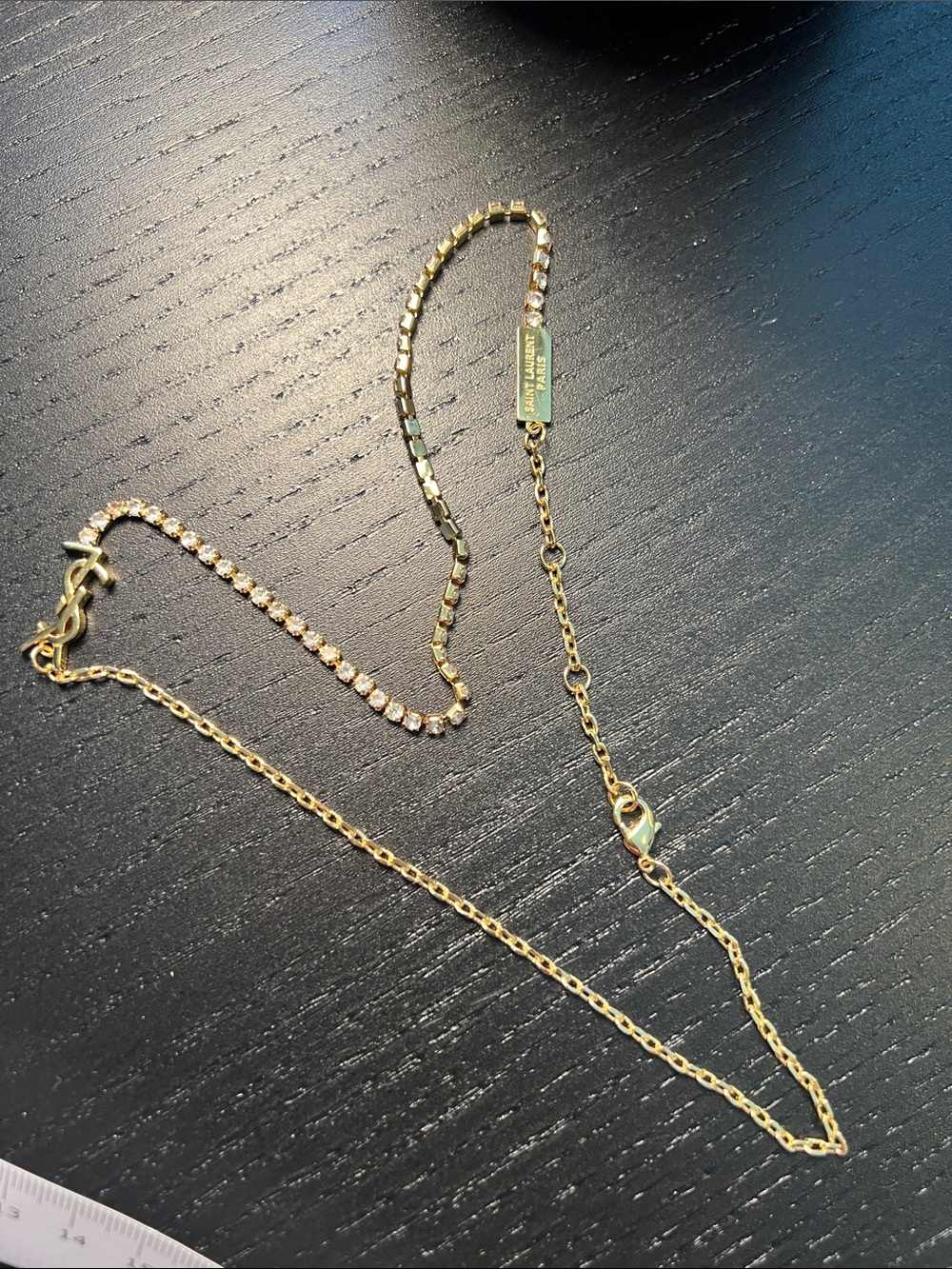 Gold Tennis Chain Necklace with Crystal Accents - Women Jewelryii
